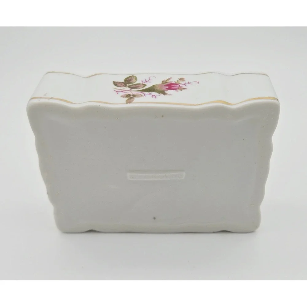 Vintage Royal Sealy Japan Porcelain Trinket Box and Ring Dish 3 pc Set Rose Gold